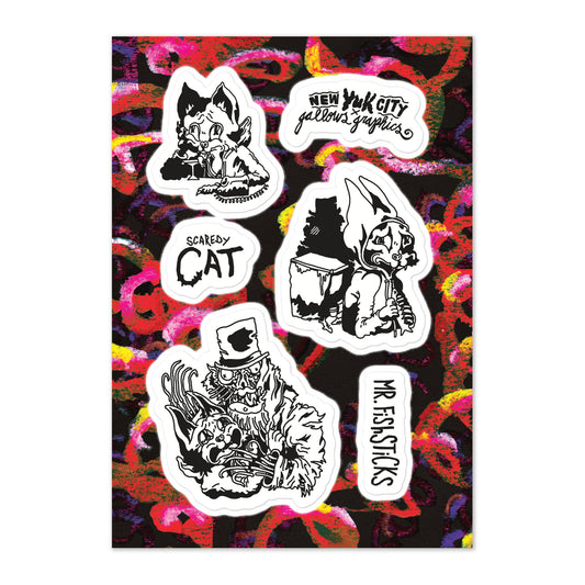 Scaredy Cat Stickers by Gallows Graphics