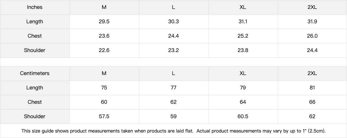 sleeveless hoodie size chart